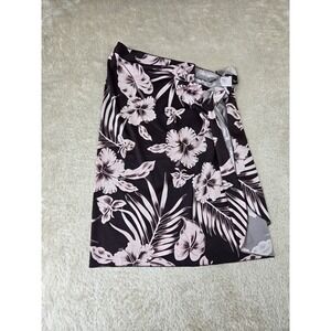 Leilani Sarong Wrap Skirt Womens One Size Brown Pink Tropical Floral Made in USA